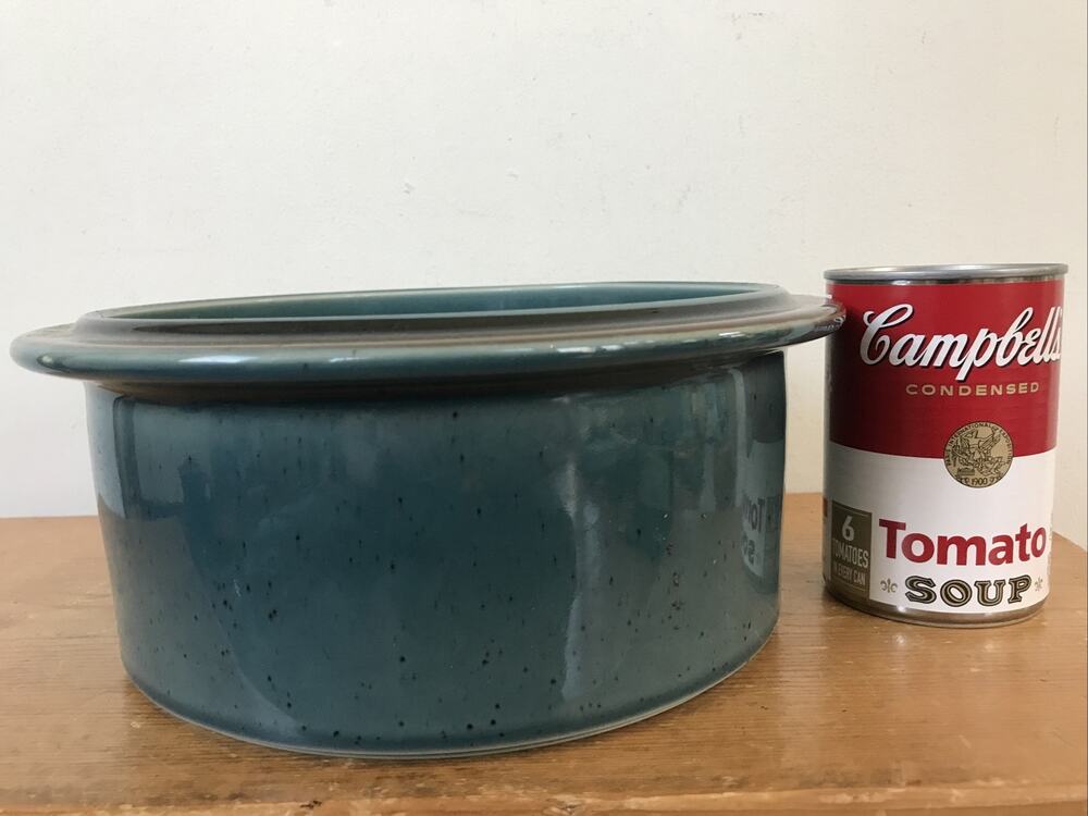 Vintage Arabia Finland Meri Blue Brown Glazed Pot Casserole Serving Dish 9.25"